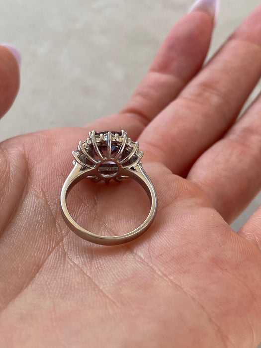 Vintage Platinum 950 Purple Spinel Cushion-Cut Ring