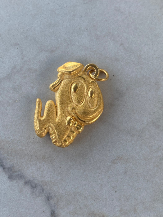 Vintage 24K Gold Bookworm Charm