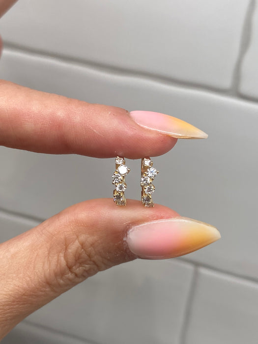 14K Gold Lab Diamond Offset Huggie Earrings