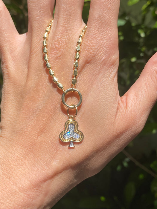 14K Diamond Fluted Triple Bezel Club Charm