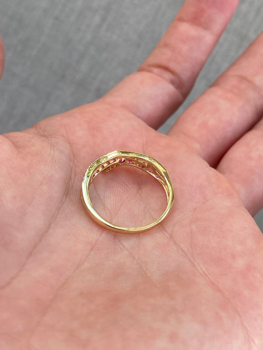 14K Ruby & Diamond Double Band Ring