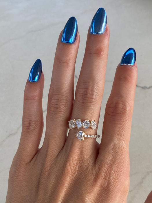 14K Multi-Stone Lab Diamond Bypass Ring
