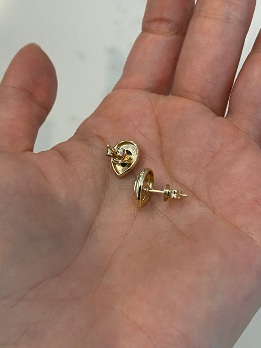 14K Gold Bezel Set Lab Emerald Pear Stud Earrings – 0.80 CTW