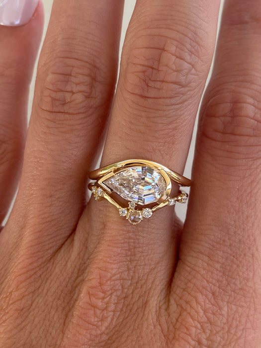 14K Gold 2.03ct IGI Certified Lab Diamond Pear Step-Cut Ring