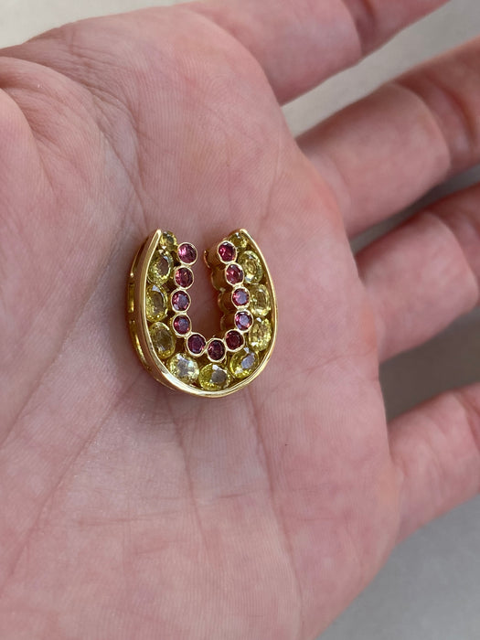 Vintage 18K Sapphire Horseshoe Slider Charm