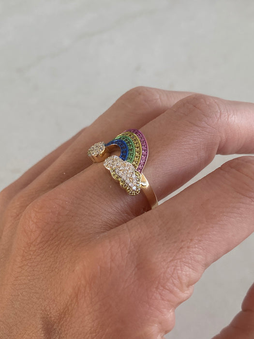 14K Gold Rainbow Cloud Ring