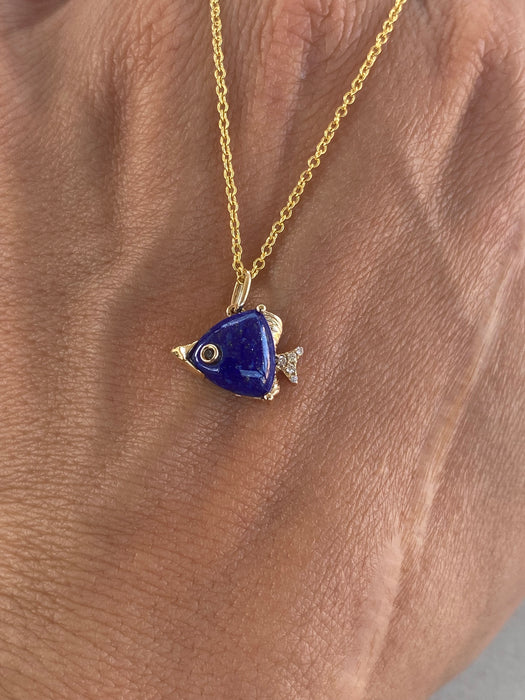 14K Lapis Lazuli Fish Pendant Necklace by EFFY
