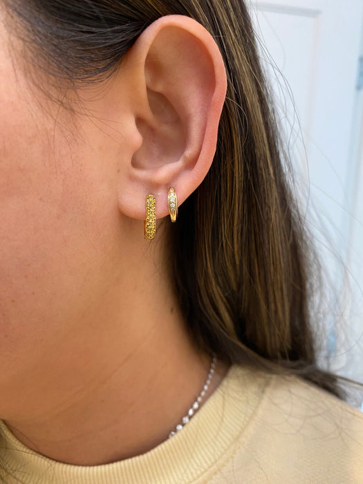 14k double sided yellow sapphire huggie earrings