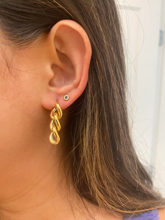 14k puffy curb earrings