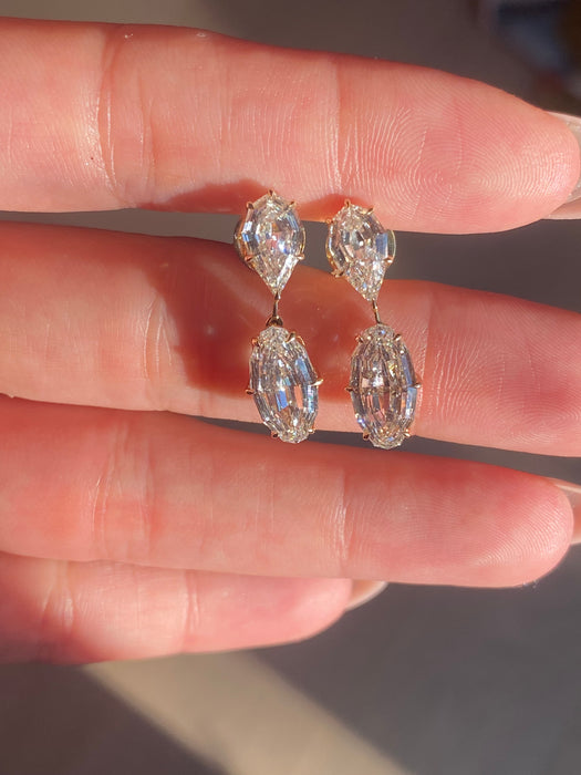 14K 6.2 TCW Lab-Grown Diamond Pear & Elongated Oval Drop Earrings