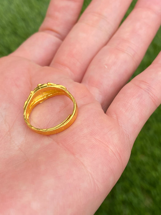 Vintage 24k Pure Gold Fluted Heart Ring
