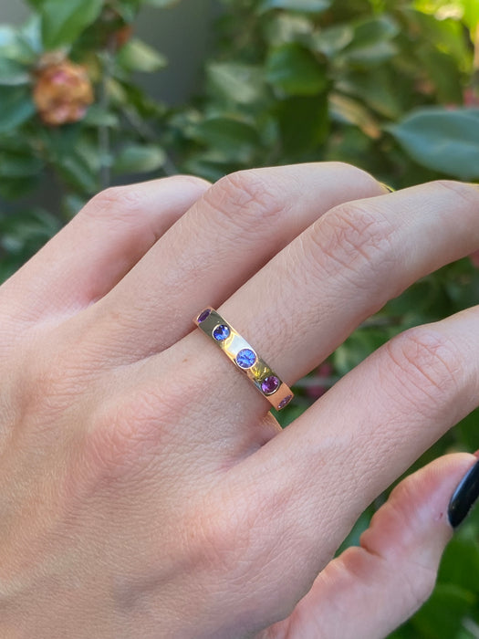 18k rose gold rainbow eternity ring size 6.5