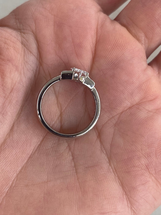 Vintage Platinum 900 Ruby & Heart Diamond Star Ring | 0.62 TCW | Size 4.75