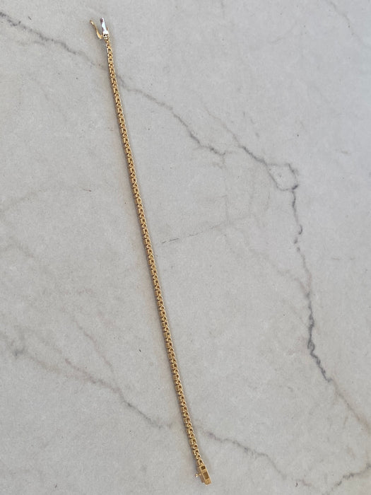 14K Natural Diamond Round & Baguette Bracelet