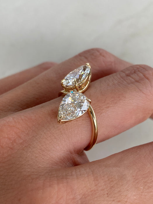 14K Open Pear 4.1 TCW Lab Diamond Ring