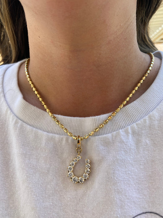 14K Gold 2.5 Carat Lab Diamond Horseshoe Pendant