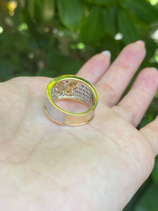 18k two tone diamond butterfly ring size 6.5