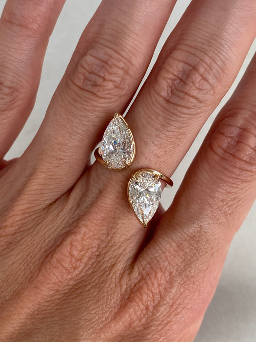 14K Open Pear 4.1 TCW Lab Diamond Ring