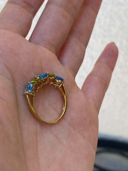 18k topaz and peridot heart ring size 6.75