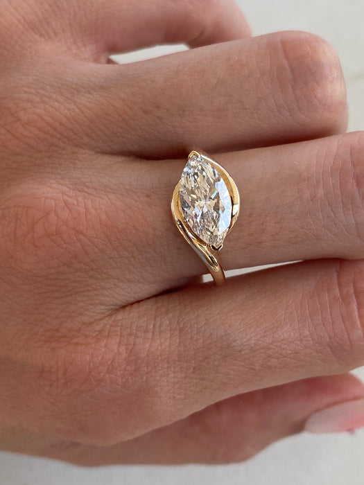 14K Gold 1.75 Carat Marquise Lab-Grown Diamond Ring