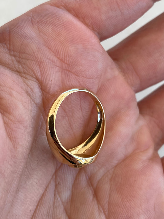 14K Gold Diamond Signet Ring – Round Bezel Set, Size 5