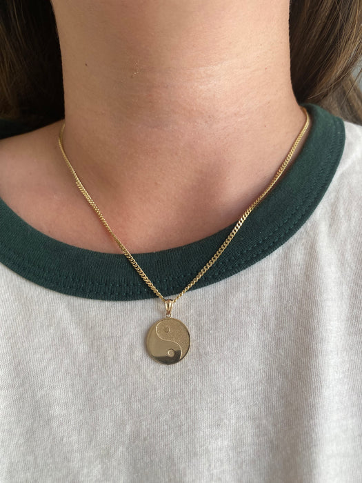 14K Gold Solid Curb Chain Necklace 20”