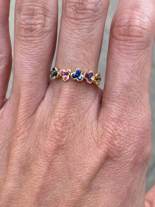 14k amethyst sapphire citrine clover ring size 7