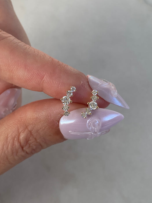 14K Lab Diamond Ear Climber Stud Earrings