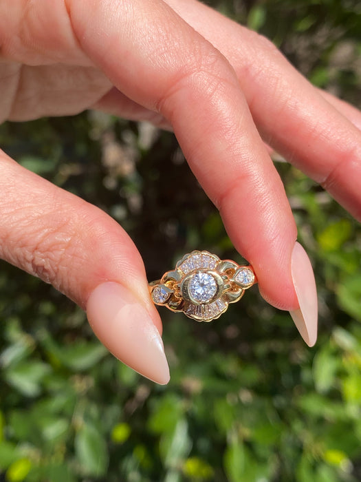 Vintage 18K Gold Multi Shape Diamond Ring – 0.83 TCW Natural Diamonds – Size 6