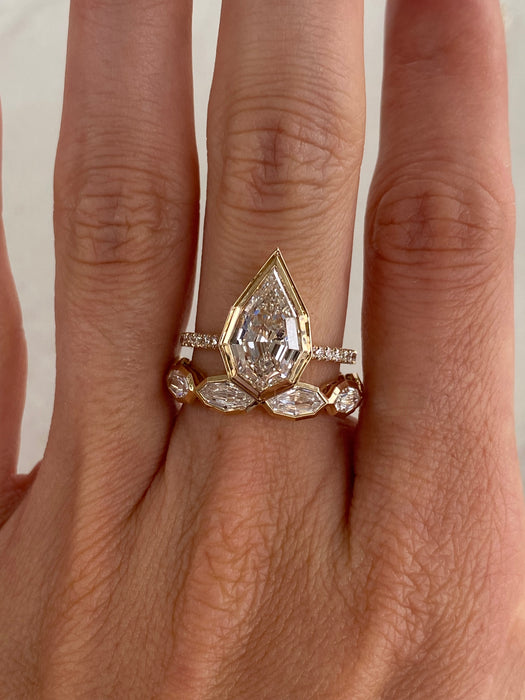 14K Gold 3.12 Carat Step-Cut Pear Lab Diamond Ring