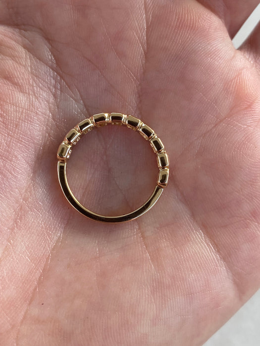 14K Gold Bezel Set Radiant Cut Lab Diamond Band Ring