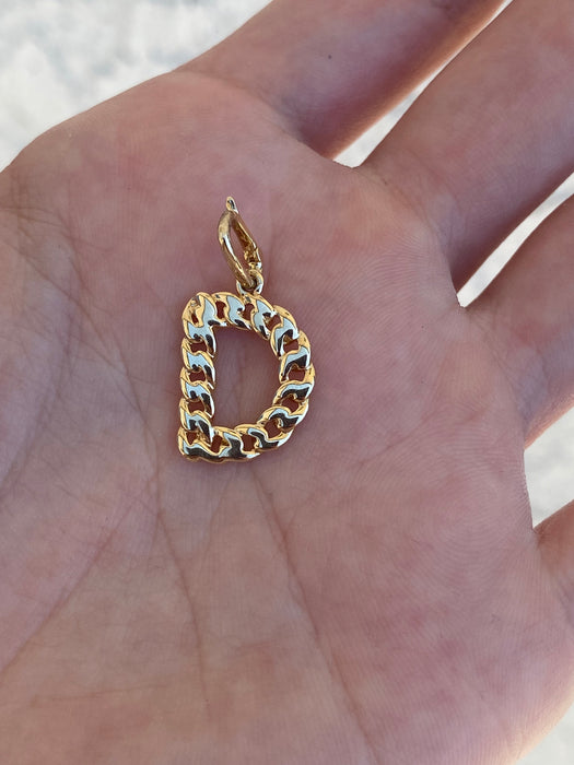 14k diamond curb initial letter pendant