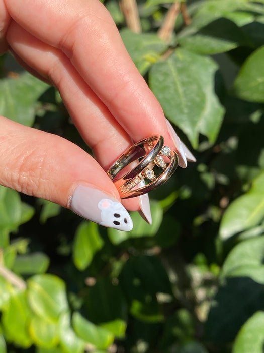 18k rose gold suspended diamond ring size 6.5