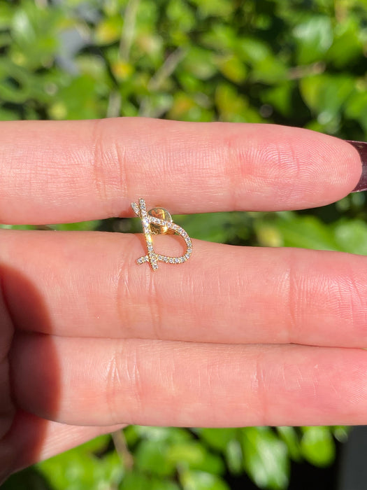 14k single earring diamond letter initial stud
