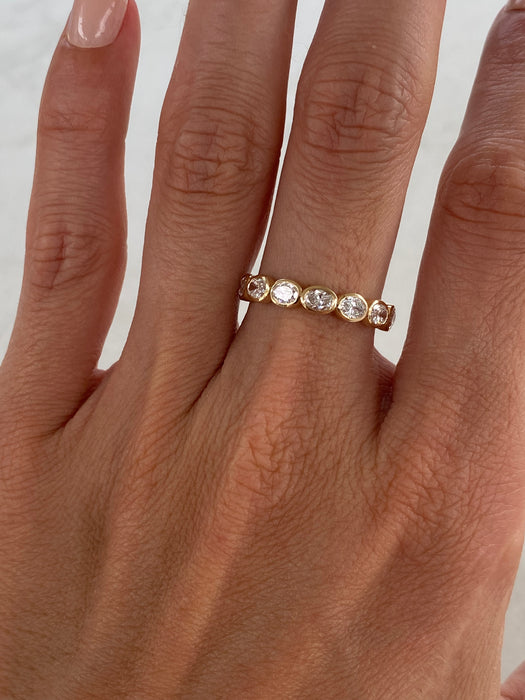 14K Gold Oval Cut Lab Diamond Stacker Ring