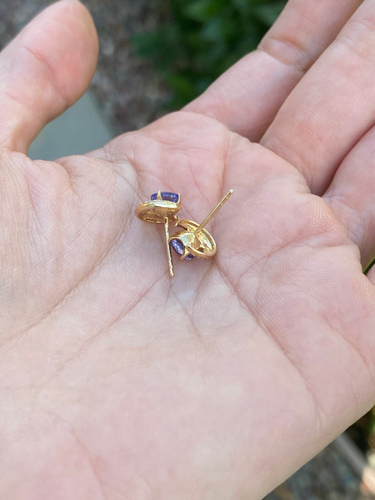 14k tanzanite diamond moon stud earrings