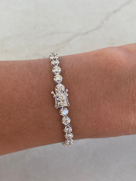 Platinum 900 4 Carat Natural Diamond Cupcake Bracelet