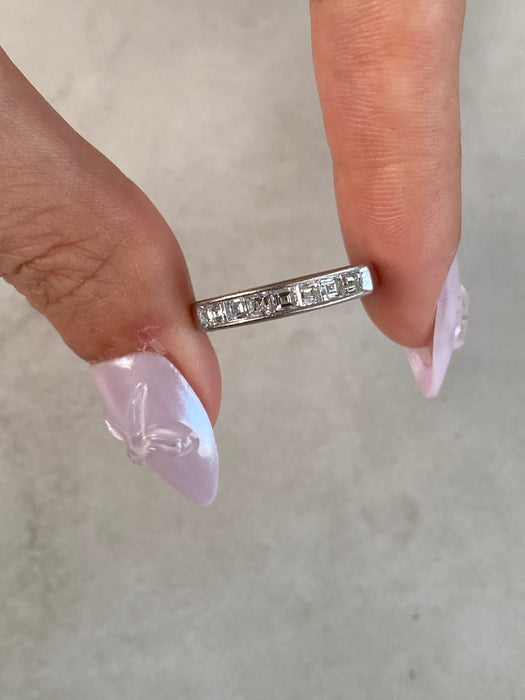 Vintage Platinum 900 Asscher Cut Diamond Ring