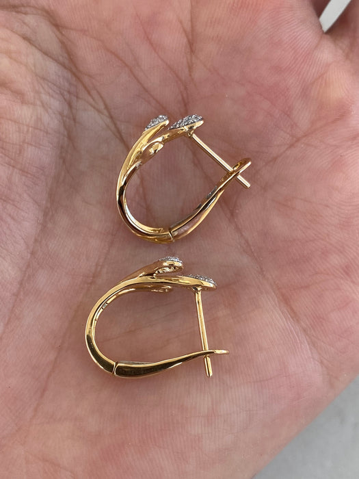 14K Gold Diamond Abstract Huggie Earrings