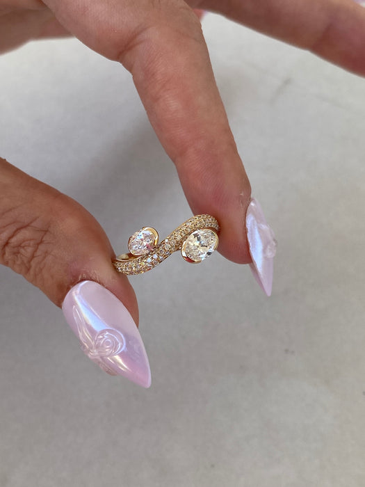 14K 1.2 TCW Wavy Lab Diamond Pavé Ring