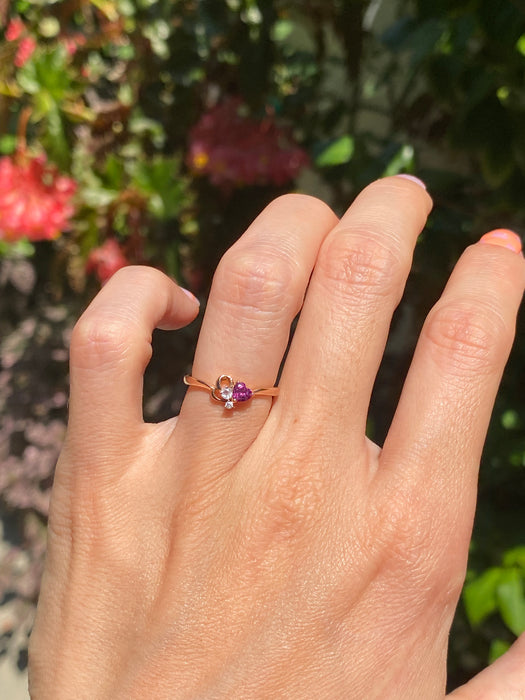 10k rose gold heart pinky ring size 3.75