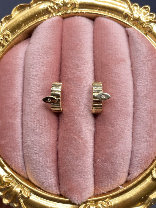 14k evil eye diamond Huggie earrings