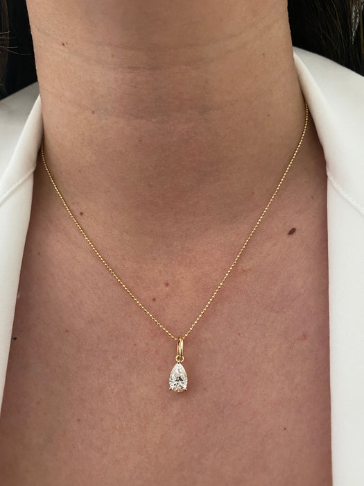 14k 1.04 tcw lab pear diamond pendant