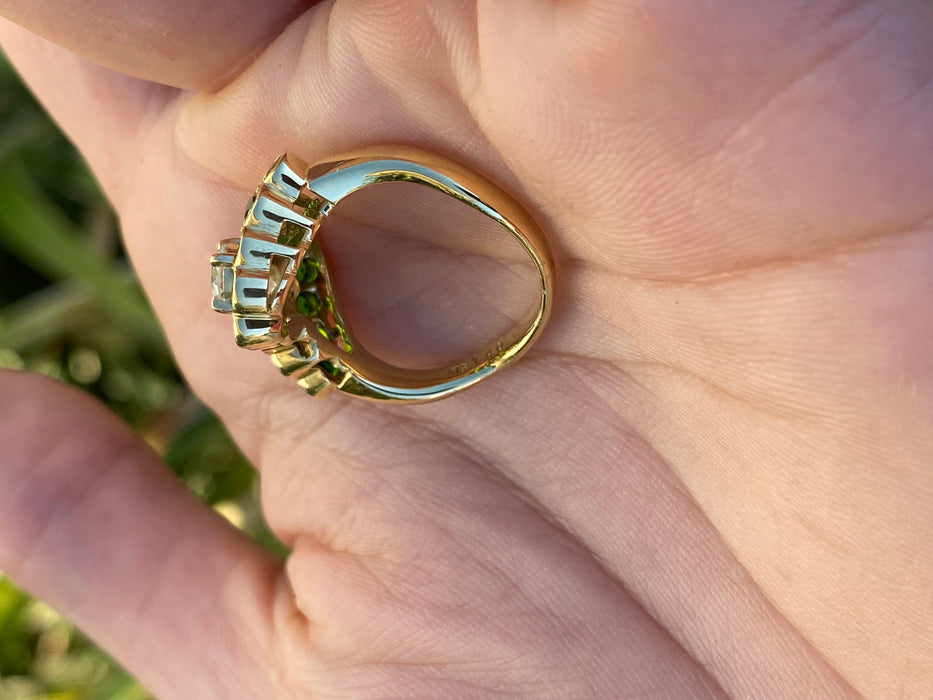 18k diamond tsavorite green garnet ring size 7