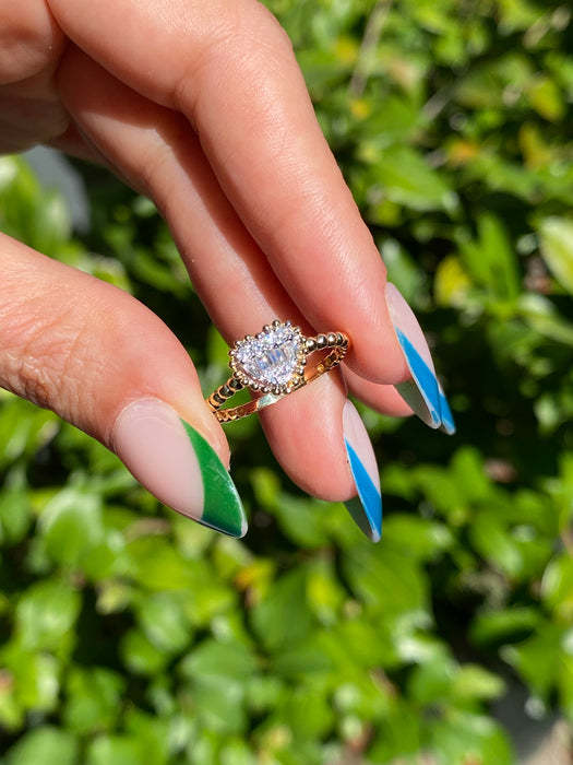 18k diamond heart baguette ring size 6.25