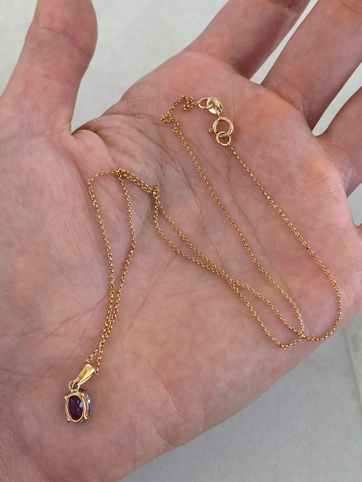 14K Gold Tanzanite & Diamond Pendant Necklace