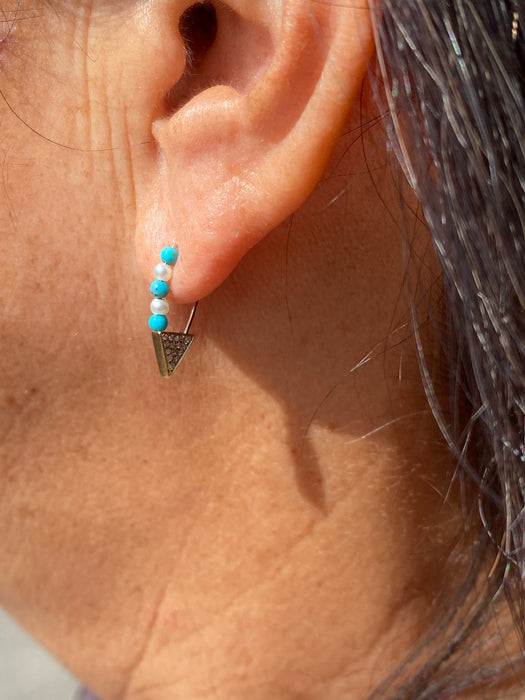 14k diamond arrow turquoise pearl earring charm connector pin