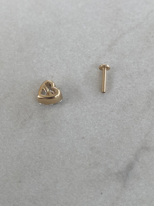 14K Gold 0.90 CT Heart Lab Diamond Flat Back Stud Earring (Single)