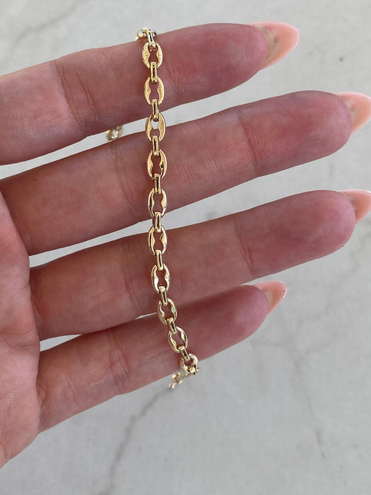 14K Natural Diamond Mariner Link Bracelet