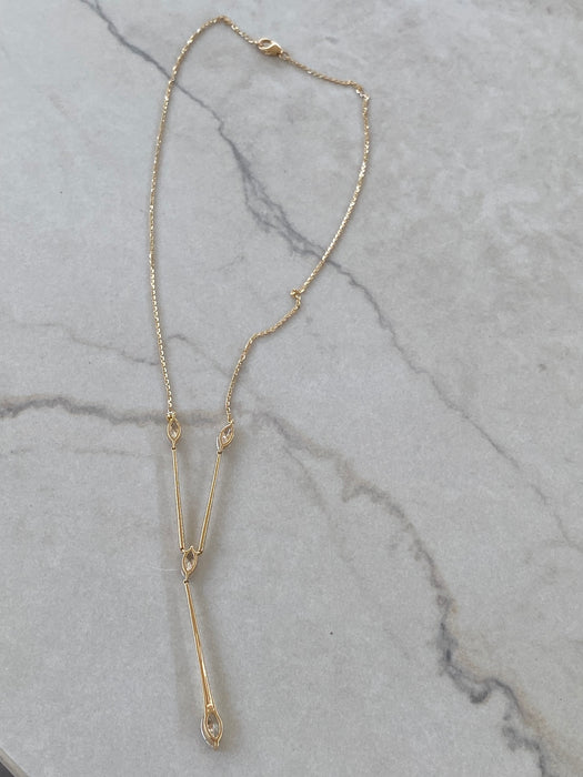 14K 1.5 TCW Marquise Lab Diamond Lariat Necklace